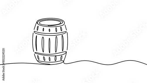 a classic wooden barrel, ideal for storage themes, brewing concepts, rustic design and minimalist graphics.