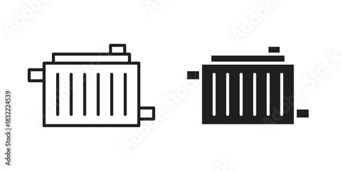 car radiator icon symbol. Classic flat and linr style
