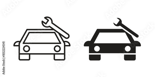 Car repair icon symbol. Classic flat and linr style