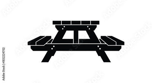 a minimalist black and white depiction of a picnic table a simple outdoor setting silhouette