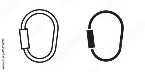 Carabiner icon symbol. Classic flat and linr style