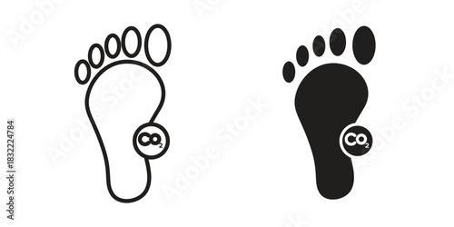 Carbon footprint icon symbol. Classic flat and linr style