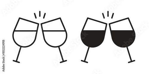 champagne glasses icon symbol. Classic flat and linr style