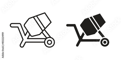 cement mixers icon symbol. Classic flat and linr style
