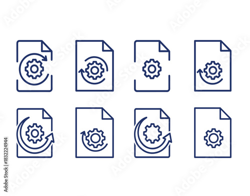 Collection of document icons representing workflow, process, and task management.