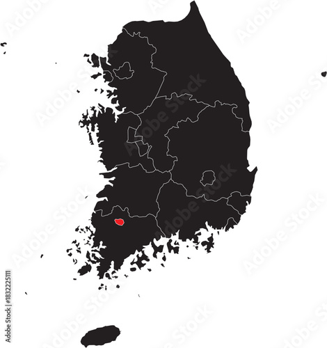 Gwangju Province on Map of South Korea Vector Editable