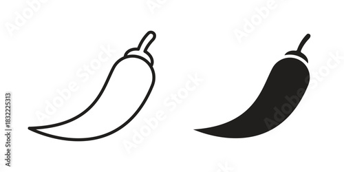 chilli pepper icon symbol. Classic flat and linr style