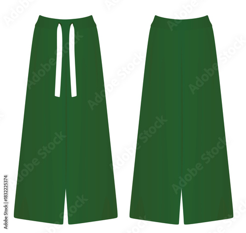 Green wide pants. vector illustration	