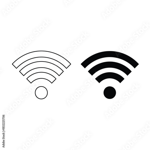 Two wifi signal icons one outline and one solid black version