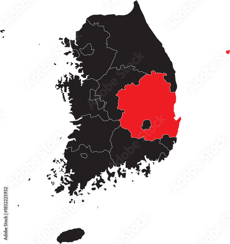 North Gyeongsang Province on the Map of South Korea Vector Editable