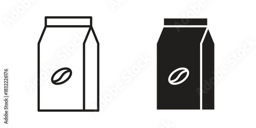 Coffee paper bag icon symbol. Classic flat and linr style