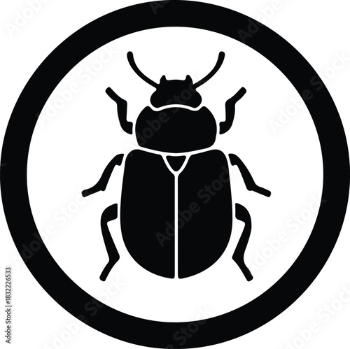 Illustration of a scarab beetle insect in a circle silhouette vector