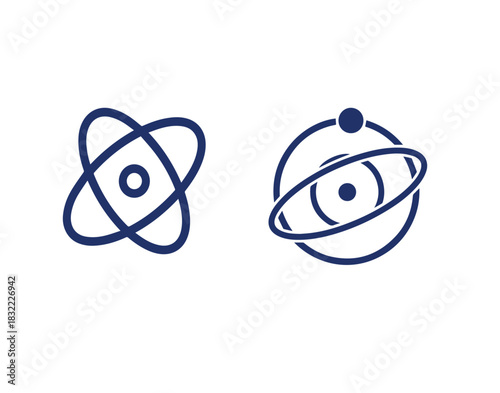 Simple atomic orbit icons representing science and discovery