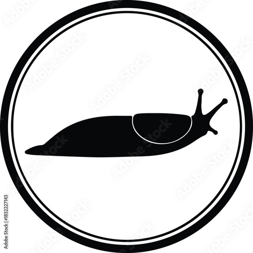 Illustration Slug black silhouette inside circle nature icon vector