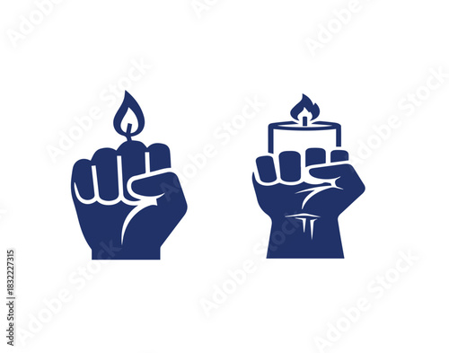 Fist holding a candle, symbolizing hope and remembrance.
