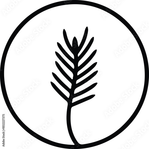 Illustration Wheat ear icon in black circle outline silhouette vector