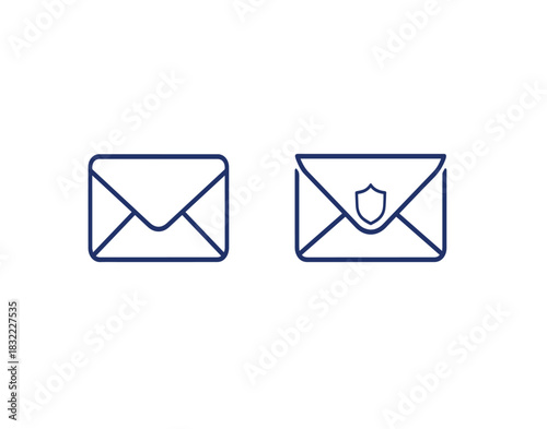 Secure and standard email communication icons, representing privacy and delivery.