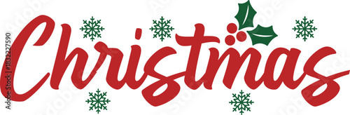 Christmas typography clip art design on plain white transparent isolated background for card, shirt, hoodie, sweatshirt, apparel, card, tag, mug, icon, poster or badge