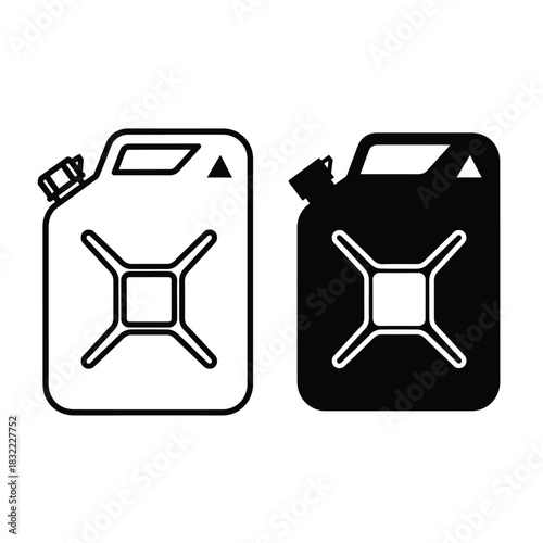 Black and white jerry can icons representing fuel and emergency supplies