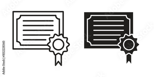 Diploma icon symbol. Classic flat and linr style