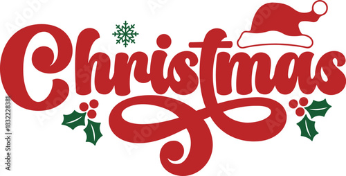 Christmas typography clip art design on plain white transparent isolated background for card, shirt, hoodie, sweatshirt, apparel, card, tag, mug, icon, poster or badge