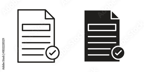Document verification icon symbol. Classic flat and linr style