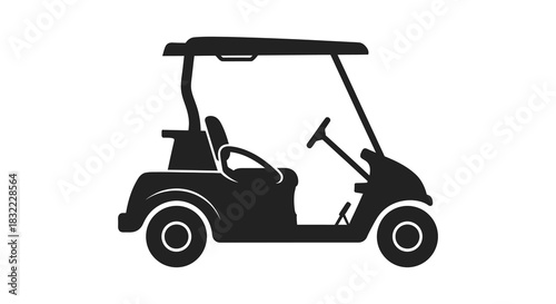 A sleek black golf cart design isolated on a white background a striking silhouette