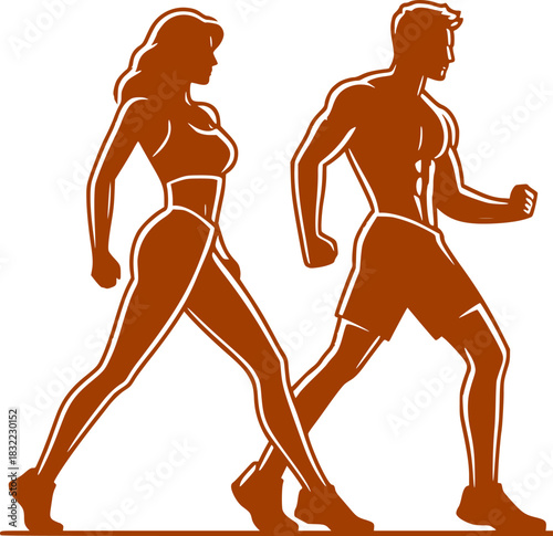 Athletics, track and field runners, group of running men and women. Set of abstract isolated vector silhouettes. 