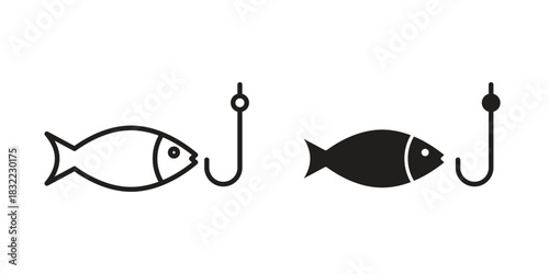 Fishing icon symbol. Classic flat and linr style