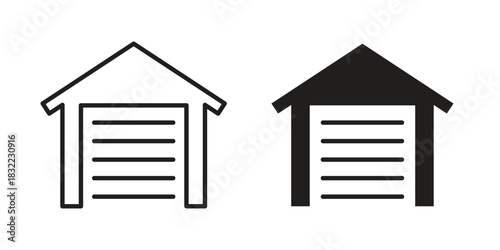 Garage icon symbol. Classic flat and linr style