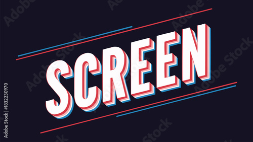 Bold retro 3D screen text in vintage typographic style with colourful offset shadows