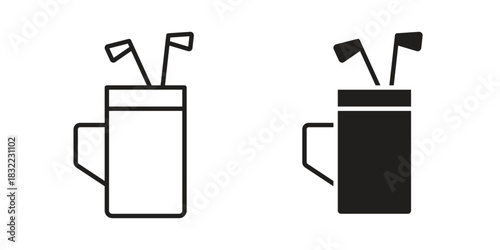 Golf bag icon symbol. Classic flat and linr style