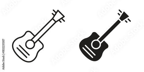 Guitar icon symbol. Classic flat and linr style