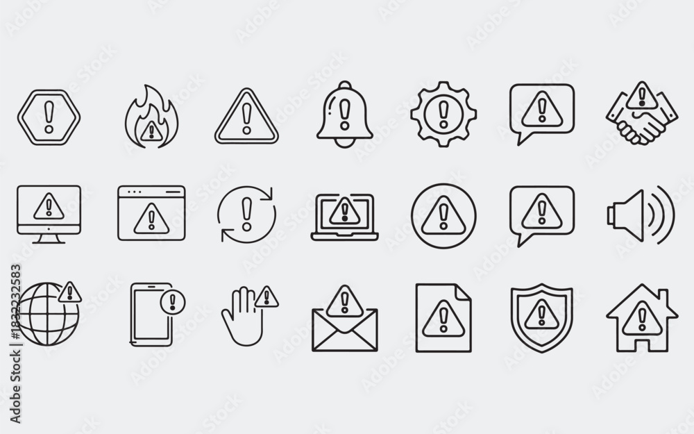 Fototapeta premium Set of Warning and Alert Icons exclamation mark danger