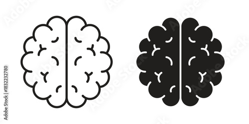 Human brain icon symbol. Classic flat and linr style