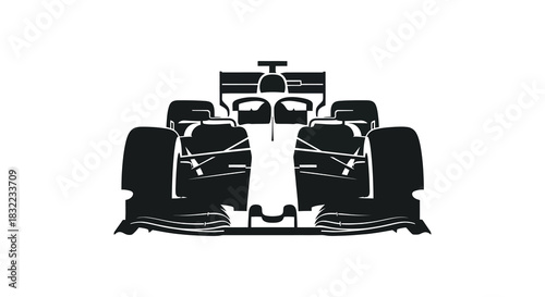 Detailed front view of a formula one racing car showcasing its aerodynamic design silhouette