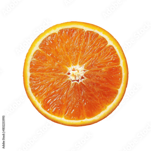 Freshly Cut Orange Slice Showcasing Vibrant Color and Texture at Midday