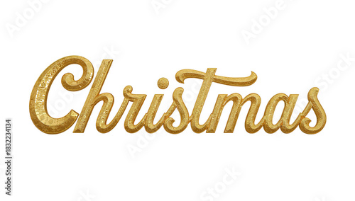 Gold Lettered Christmas Decoration Against a White Background for Festive Cel...