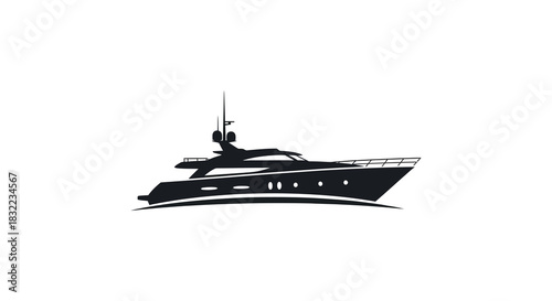 A sleek and modern yacht design is beautifully showcased in a dark striking silhouette