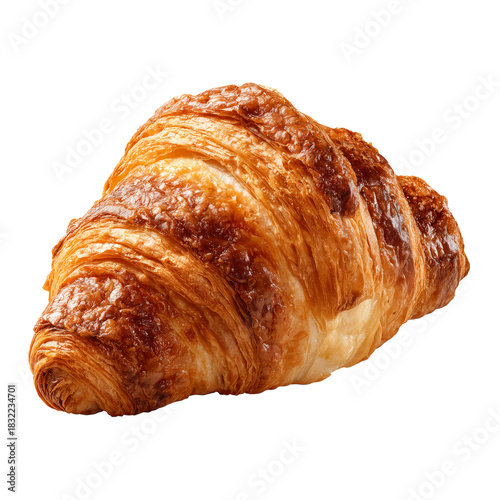 Flaky, Golden Croissants Displayed Fresh From the Oven at a Bakery in the Ear...