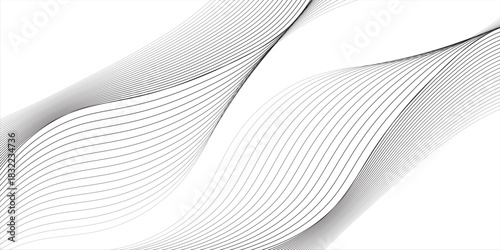 Flow of black curved dotted line vector illustration isolated on white background. Dynamic shiny swirl backdrop. Digital, technology, ai, music, modern design element. vector.eps10