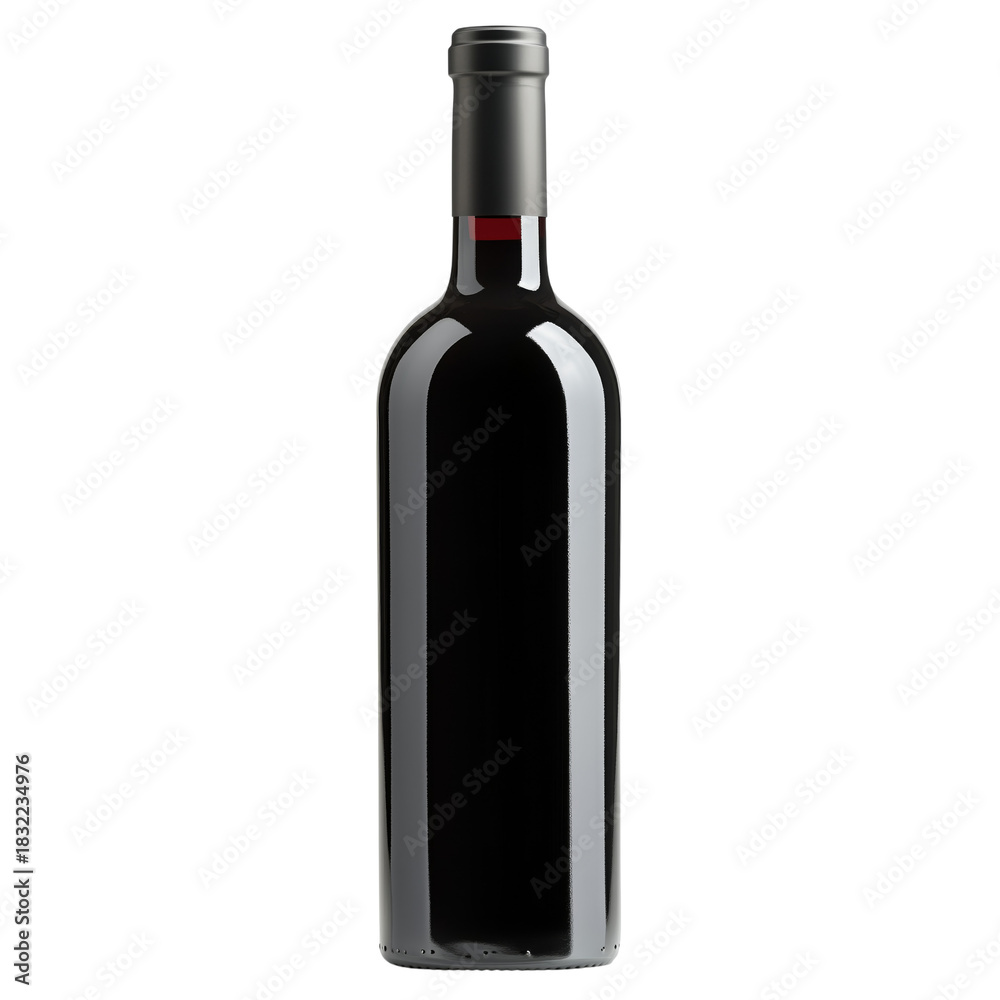 Naklejka premium Red Wine Bottle Standing Alone on a White Background for Branding or Product Display