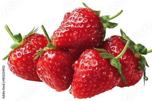 Fresh and Juicy Strawberries Arranged Together on a White Background for a Vi...