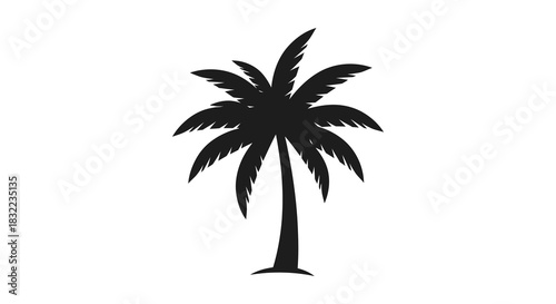 A striking black palm tree design against a white background a tropical scene silhouette