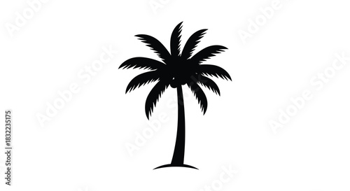 A simple black palm tree depiction with elegant curves and a striking silhouette