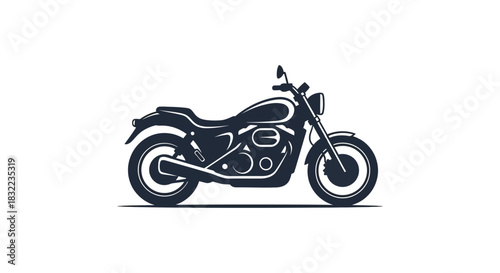 A stylish black motorcycle design with detailed features and a classic aesthetic silhouette