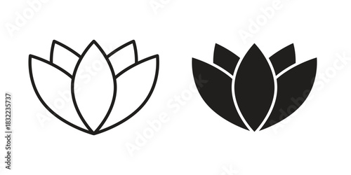 Lotus icon symbol. Classic flat and linr style
