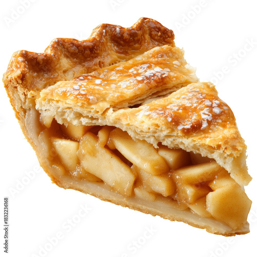 Freshly Baked Apple Pie Slice With Golden Crust Ready to Be Enjoyed at Desser...