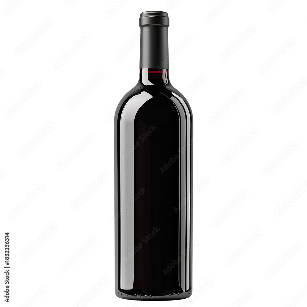 Naklejka premium Red Wine Bottle Standing Alone on a White Background for Branding or Product Display