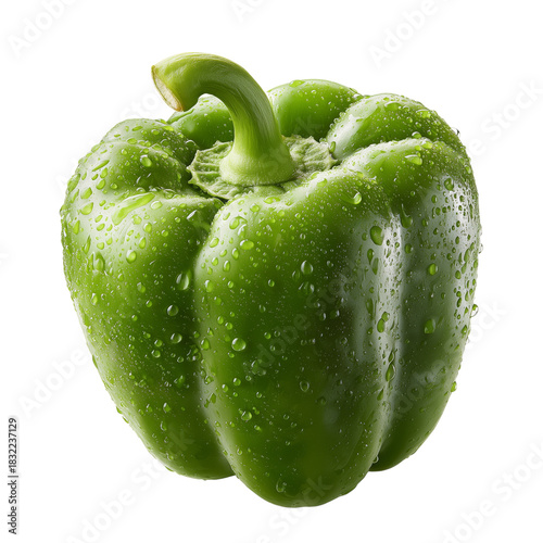 Fresh Green Bell Pepper Ready for Cooking in Bright Kitchen Setting